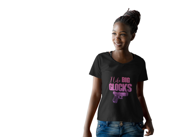 Big Glock Front/Back V-neck Ladies T-shirt