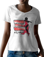 Classic Woman With A Weapon Short Sleeve Ladies V-neck T-shirt